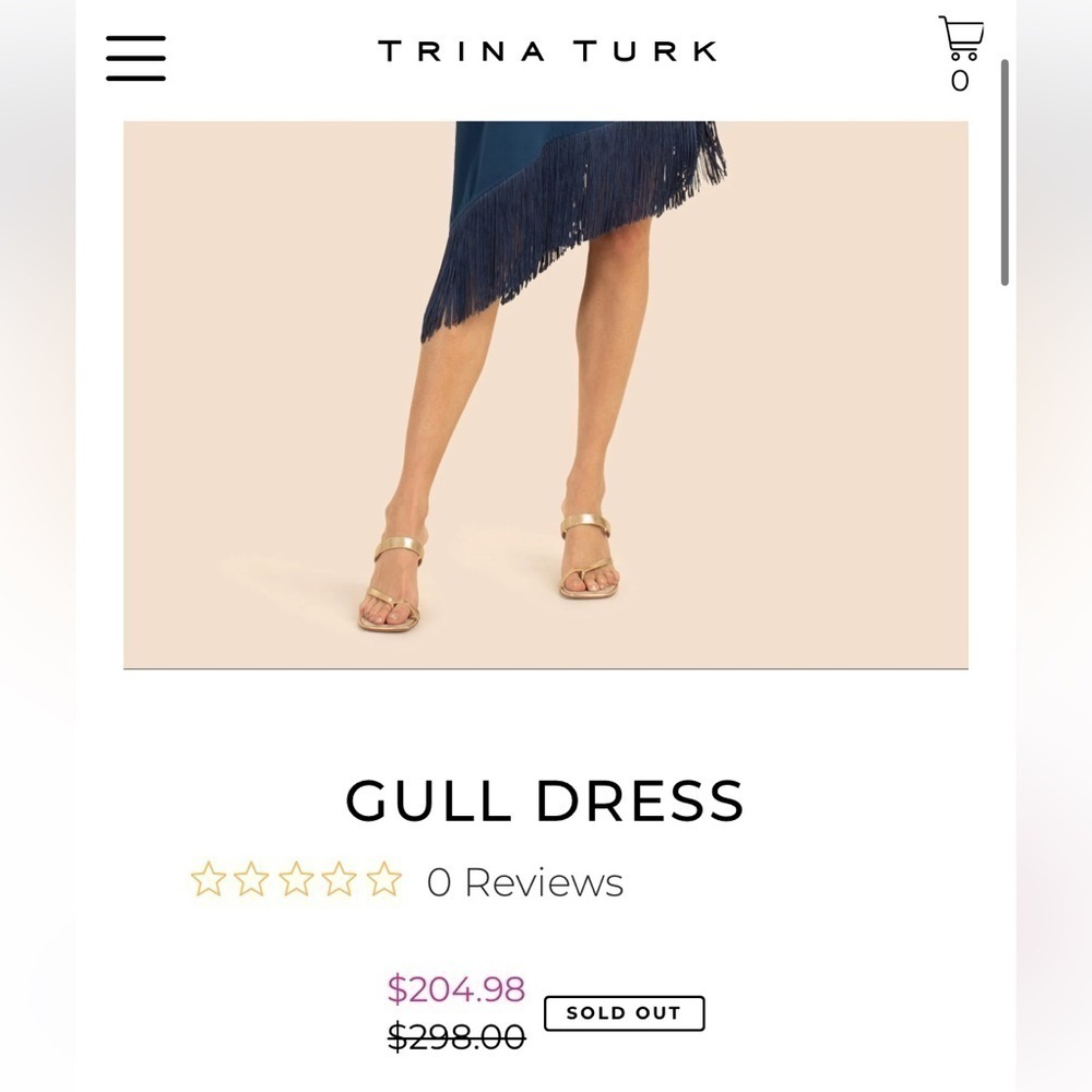 NWT, Trina Turk,Gull Dress,Stunning Asymmetrical Dress Embellished Fringe,Size S - Picture 5 of 13